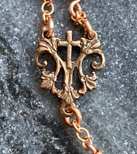 Load image into Gallery viewer, Labradorite Rosary Bracelet - Marian Auspice with Cross Center - Solid Bronze
