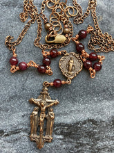 Load image into Gallery viewer, Rosary Necklace - Garnet and Bronze
