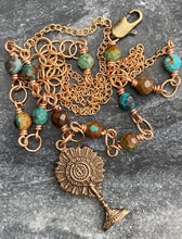 Load image into Gallery viewer, Blessed Sacrament Rosary Necklace - Turquoise and Bronze
