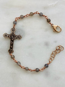 Labradorite Rosary Bracelet - Solid Bronze