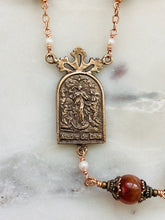 Load image into Gallery viewer, Large Bronze Rosary - Our Lady Undoer of Knots - Blue Tiger Eye and Sardonyx CeCeAgnes
