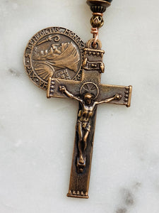 Holy Face Saint Benedict Auto Rosary - Garnet and Bronze - One Decade Rosary - Car Rosary CeCeAgnes