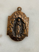 Load image into Gallery viewer, Medal - Mary in the Grotto - Bronze or Sterling Silver - Antique Reproduction 1160 CeCeAgnes Rosary Parts

