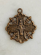 Load image into Gallery viewer, Medal - Mary with Fleurs - Bronze or Sterling Silver - Antique Reproduction 745 CeCeAgnes Rosary Parts

