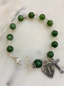 Jade Rosary Bracelet - All Sterling - Wire-wrapped CeCeAgnes