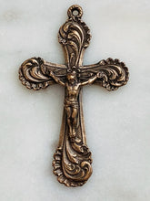 Load image into Gallery viewer, Edwardian Crucifix -  Bronze - Antique French Reproduction 406 CeCeAgnes Rosary Parts
