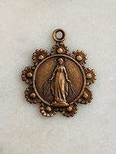 Load image into Gallery viewer, Mary in Daisy Wreath Medal: 591 Bronze Antique Reproduction

