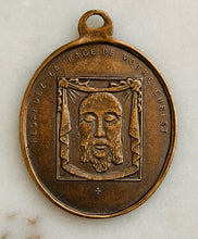 Load image into Gallery viewer, Holy Face of Jesus Medal: Bronze Antique Reproduction Rosary Parts
