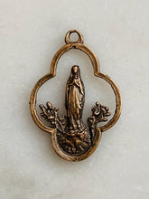 Load image into Gallery viewer, Medal - Mary with Flowers - Bronze  - Antique Reproduction 1060 CeCeAgnes Rosary Parts
