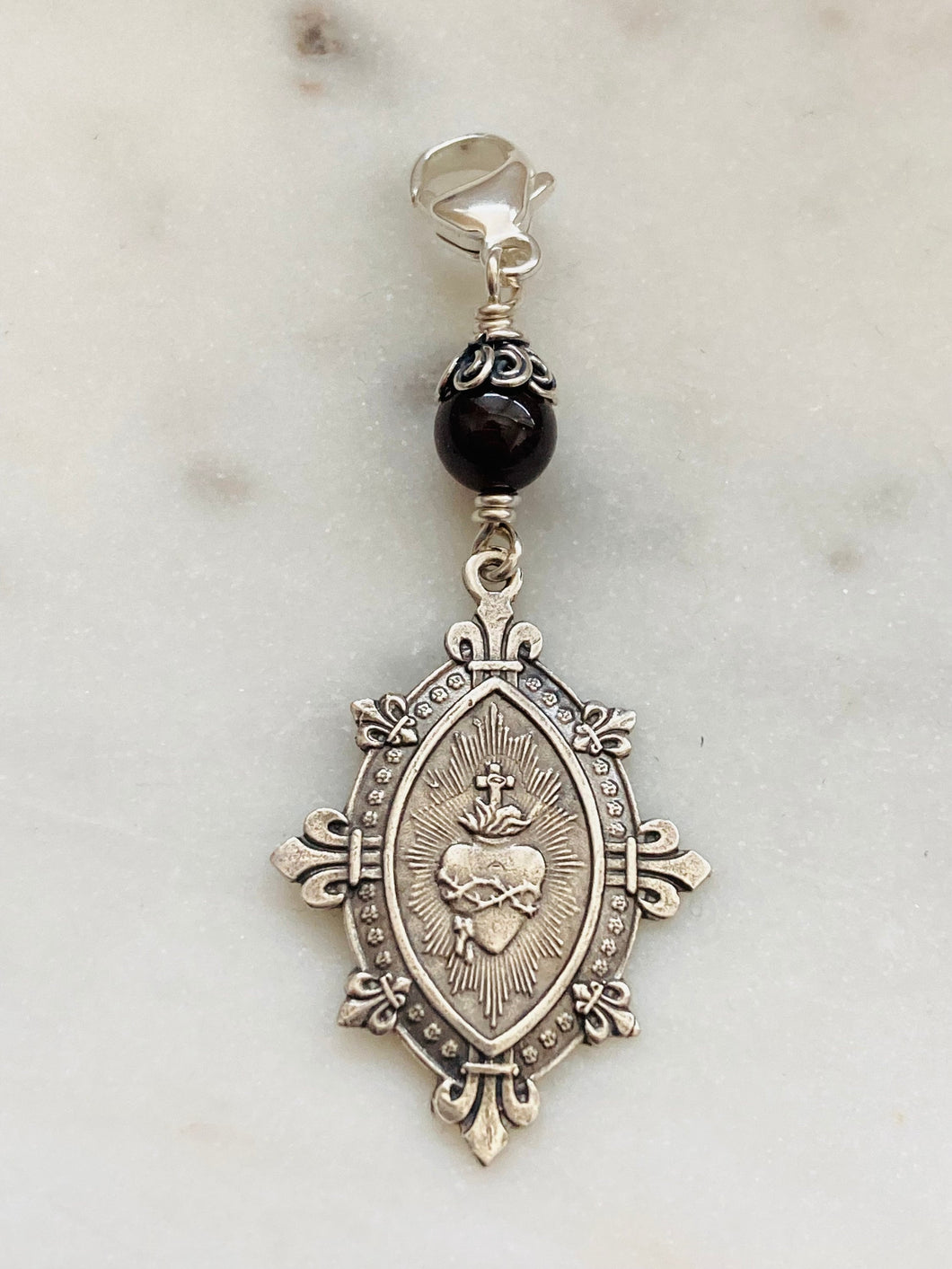 Sacred Heart Bag Charm - Zipper Pull - All Sterling Silver CeCeAgnes