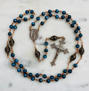 Beautiful Marion Blue Rosary - Bronze and Kyanite