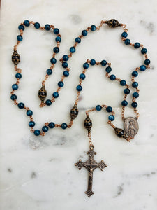 Beautiful Marion Blue Rosary - Bronze and Kyanite