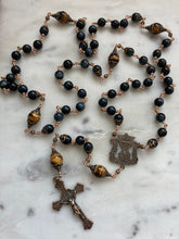 Load image into Gallery viewer, Blue Tiger Eye Rosary - Bronze - CeCeAgnes
