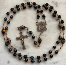 Load image into Gallery viewer, Blue Tiger Eye Rosary - Bronze - CeCeAgnes
