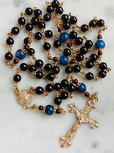 Load image into Gallery viewer, 14K Gold Rosary Medals - Garnet and Kyanite - CeCeAgnes
