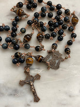 Load image into Gallery viewer, Blue Tiger Eye Rosary - Bronze - CeCeAgnes
