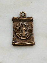 Load image into Gallery viewer, St Benedict Medal, Scroll with Prayer -  Bronze - 1383 CeCeAgnes Rosary Parts
