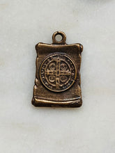 Load image into Gallery viewer, St Benedict Medal, Scroll with Prayer -  Bronze - 1383 CeCeAgnes Rosary Parts
