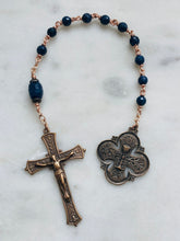 Load image into Gallery viewer, First Communion Single Decade Rosary - Sapphire and Bronze - Tenner CeCeAgnes
