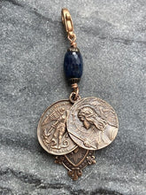 Load image into Gallery viewer, Catholic Medals Bag Charm - Solid Bronze - Saints Michael and Joan- Sacred Heart
