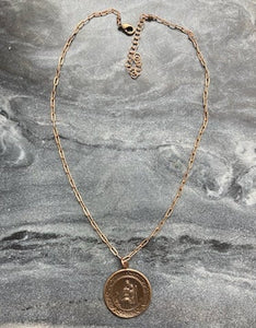 Our Lady of Mount Carmel Solid Bronze Necklace