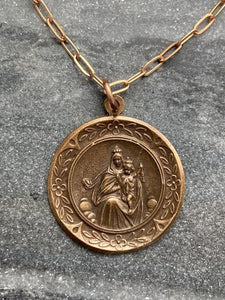 Our Lady of Mount Carmel Solid Bronze Necklace