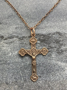 Sacraments Crucifix Solid Bronze Necklace