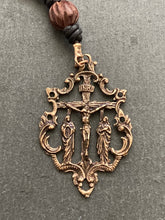 Load image into Gallery viewer, Holy Eucharist Rosary - Bronze Antique Wood and Leather
