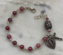 Load image into Gallery viewer, Pink Tourmaline Rosary Bracelet - All Sterling - Wire-wrapped CeCeAgnes
