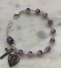 Load image into Gallery viewer, Amethyst Rosary Bracelet - All Sterling - Wire-wrapped CeCeAgnes
