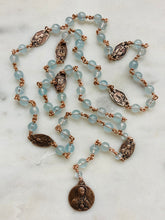Load image into Gallery viewer, Seven Sorrows Chaplet - Aquamarine Rosary - Servite - CeCeAgnes
