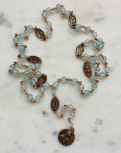 Load image into Gallery viewer, Seven Sorrows Chaplet - Aquamarine Rosary - Servite - CeCeAgnes
