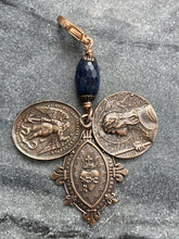 Load image into Gallery viewer, Catholic Medals Bag Charm - Solid Bronze - Saints Michael and Joan- Sacred Heart
