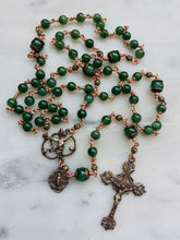 Load image into Gallery viewer, Russian Jade Rosary - Bronze - Holy Spirit and Miraculous Medal
