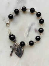 Load image into Gallery viewer, Onyx Rosary Bracelet - All Sterling - Wire-wrapped CeCeAgnes
