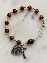 Load image into Gallery viewer, Spessartite Garnet Rosary Bracelet - All Sterling - Wire-wrapped CeCeAgnes
