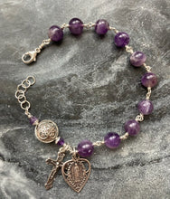 Load image into Gallery viewer, Amethyst Rosary Bracelet - All Sterling - Wire-wrapped CeCeAgnes

