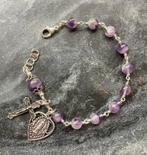 Load image into Gallery viewer, Amethyst Rosary Bracelet - All Sterling - Wire-wrapped CeCeAgnes
