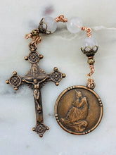 Load image into Gallery viewer, Moonstone Three Hail Mary Chaplet: Bronze Our Lady of La Salette
