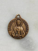 Load image into Gallery viewer, Saint Barbara Medal Bronze Antique Reproduction Patron of Fire Fighters Rosary Parts 1541
