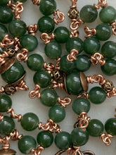 Load image into Gallery viewer, Russian Jade Rosary - Bronze - Holy Spirit and Miraculous Medal
