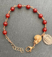 Load image into Gallery viewer, Memento Mori Rosary Bracelet - Holy Face of Jesus  - Solid Bronze and Carnelian
