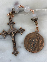 Load image into Gallery viewer, Moonstone Three Hail Mary Chaplet: Bronze Our Lady of La Salette
