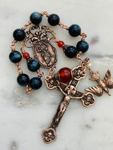 Load image into Gallery viewer, Our Lady Undoer of Knots Rosary Blue Tiger Eye Bronze Medals
