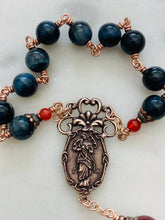 Load image into Gallery viewer, Our Lady Undoer of Knots Rosary Blue Tiger Eye Bronze Medals
