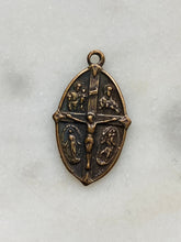 Load image into Gallery viewer, Medal with Crucifix - Bronze  - Antique Reproduction 245 -  CeCeAgnes Rosary Parts
