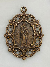 Load image into Gallery viewer, Saint Anne Medal: 615 Lace Edge, Stars, Antique Bronze or Sterling Silver
