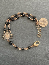 Load image into Gallery viewer, Servite Seven Sorrows Chaplet Bracelet - Bronze and Black Tourmaline Rosary
