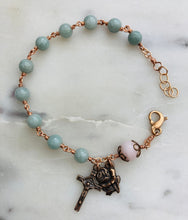 Load image into Gallery viewer, Miraculous Medal - Saint Benedict - Jade Opal and Bronze Rosary Bracelet
