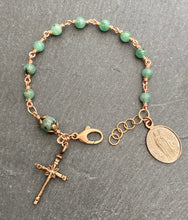 Load image into Gallery viewer, Saint Patrick Emerald and Bronze Rosary Bracelet
